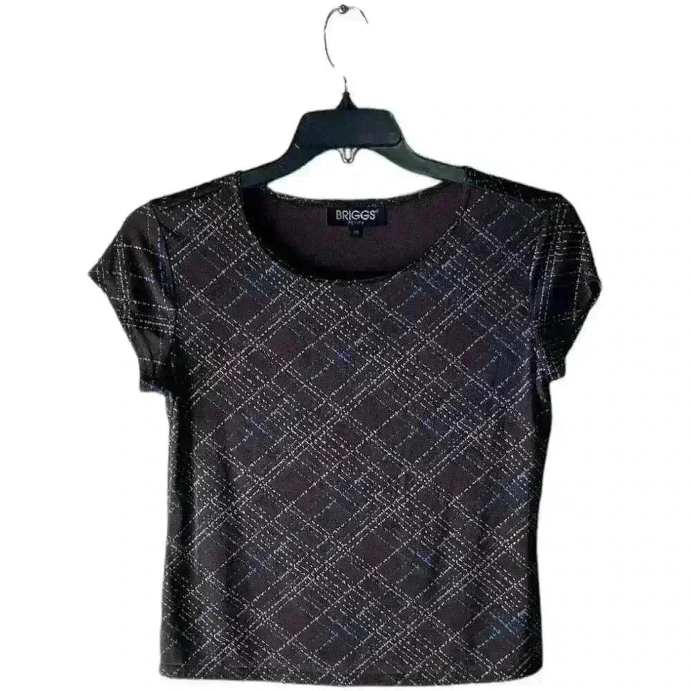 Briggs Top Women's Size Medium Petite Stripe Stretch Loose Fit Shirt